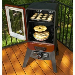 Pit Boss 2-Series Gas Vertical Smoker, Red Hammertone -Out Griller Shop 10791 PBV2G1 Gas2copy