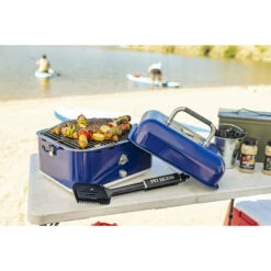 Pit Boss Pit Stop, Portable Charcoal Grill W/ Cover And Bag - Blue -Out Griller Shop 10824 pit stop charcoal lifestyle beach