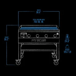 Pit Boss 4-Burner Griddle -Out Griller Shop 10962 4Burner Gas Griddle DimensionDrawing