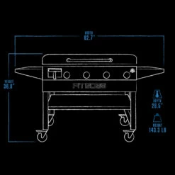 Pit Boss 4-Burner Deluxe Griddle With Side Shelves + Lid -Out Griller Shop 10963 4Burner Deluxe Griddle DimensionsDrawingExterior