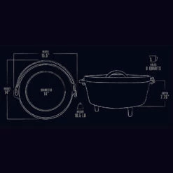 Pit Boss 14in Cast Iron Dutch Oven -Out Griller Shop 68011dimensions