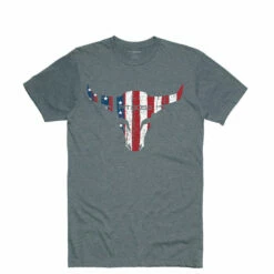 Pit Boss Menās Heather American Bull T-Shirt - S