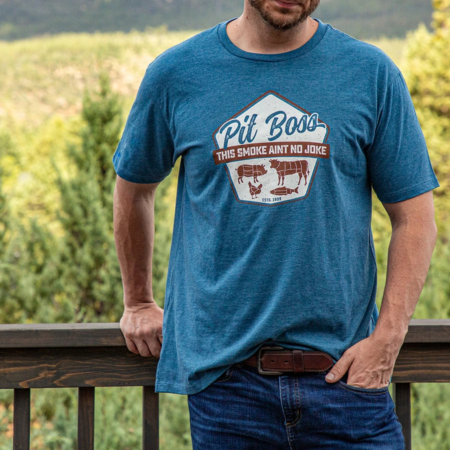 Pit Boss Men’s Steel Blue Heather Masters Of Smoke T-Shirt - S 4 Pit Boss Men’s Steel Blue Heather Masters Of Smoke T-Shirt - S - Image 2
