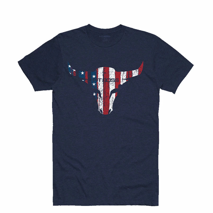 Pit Boss American Bull Men’s T-Shirt - Navy Heather - M 3 Pit Boss American Bull Men’s T-Shirt - Navy Heather - M